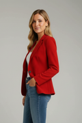 Damen Blazer mit elegantem Revers und einem einzigen Knopf - J&B - 7 - Atelier-Zofia
