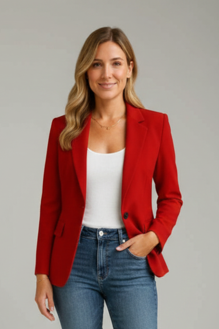 Damen Blazer mit elegantem Revers und einem einzigen Knopf - J&B - 6 - Atelier-Zofia