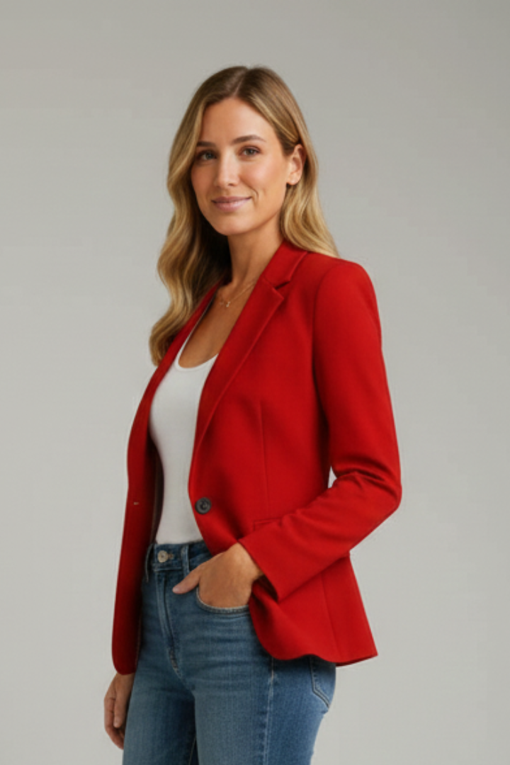 Damen Blazer mit elegantem Revers und einem einzigen Knopf - J&B - 1 - Atelier-Zofia