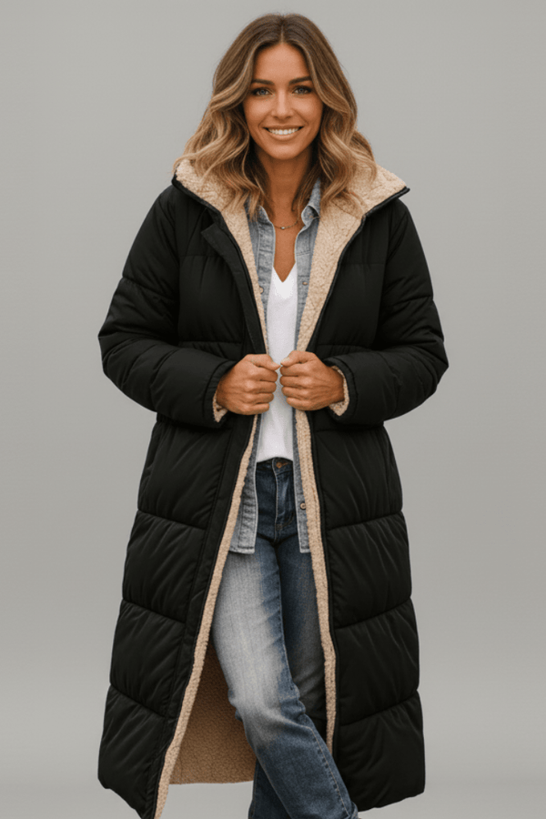 Damen Daunenmantel mit Kapuze und kuscheligem Innenfutter - J&B - 1 - Atelier-Zofia