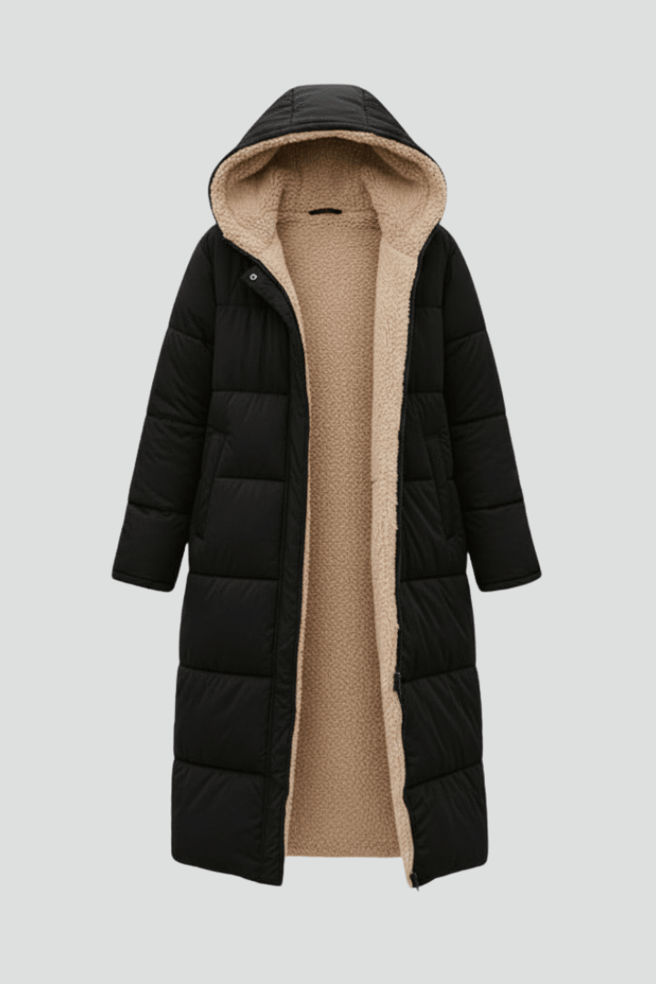 Damen Daunenmantel mit Kapuze und kuscheligem Innenfutter - J&B - 8 - Atelier-Zofia