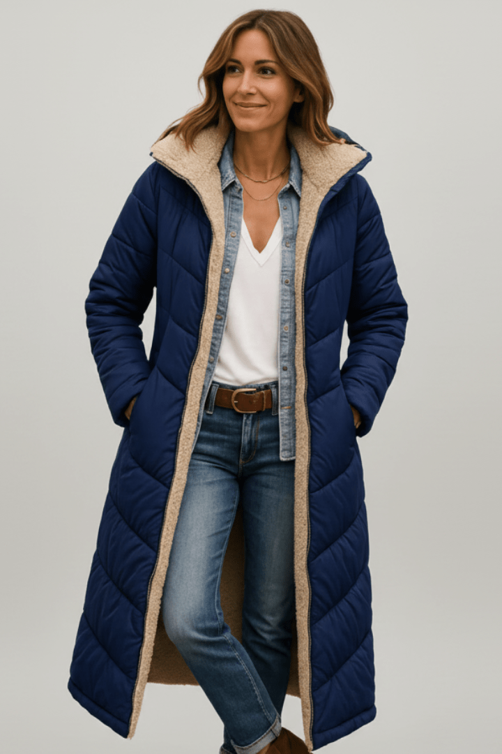 Damen Daunenmantel mit Kapuze und kuscheligem Innenfutter - J&B - 2 - Atelier-Zofia