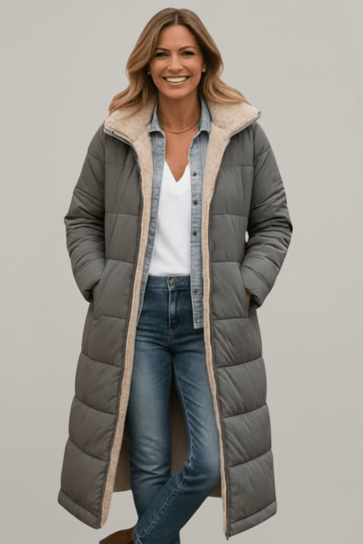 Damen Daunenmantel mit Kapuze und kuscheligem Innenfutter - J&B - 3 - Atelier-Zofia