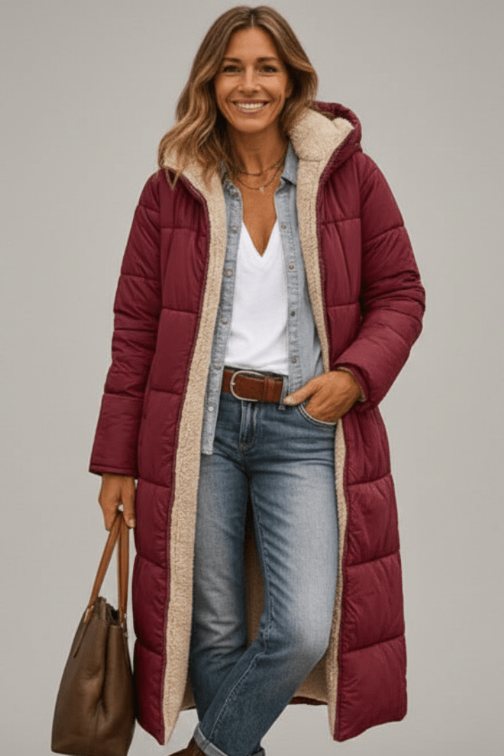 Damen Daunenmantel mit Kapuze und kuscheligem Innenfutter - J&B - 5 - Atelier-Zofia