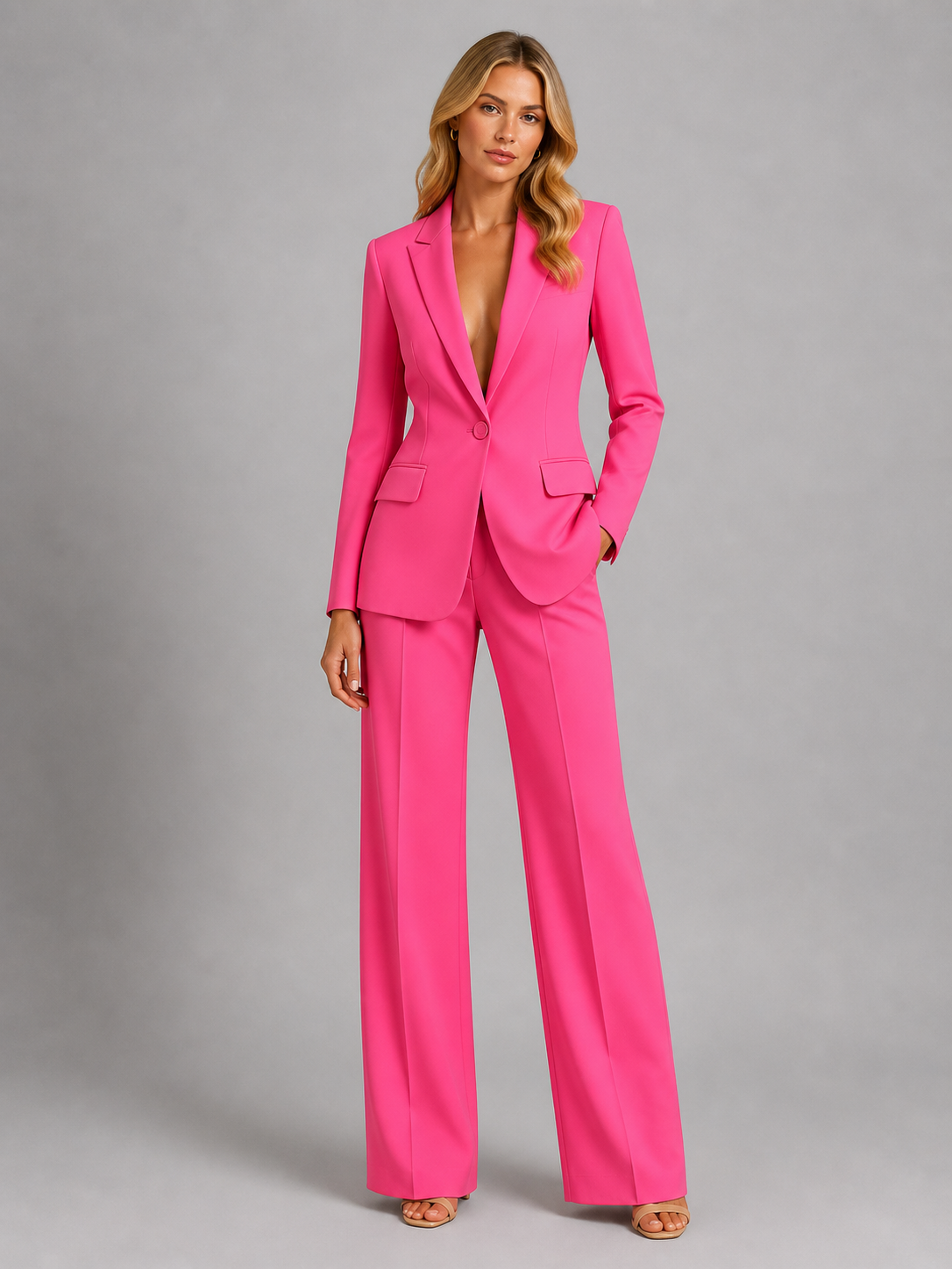Elegantes Damenoutfit: Figurbetonter Blazer und lockere Hose - J&B - 5 - Atelier-Zofia