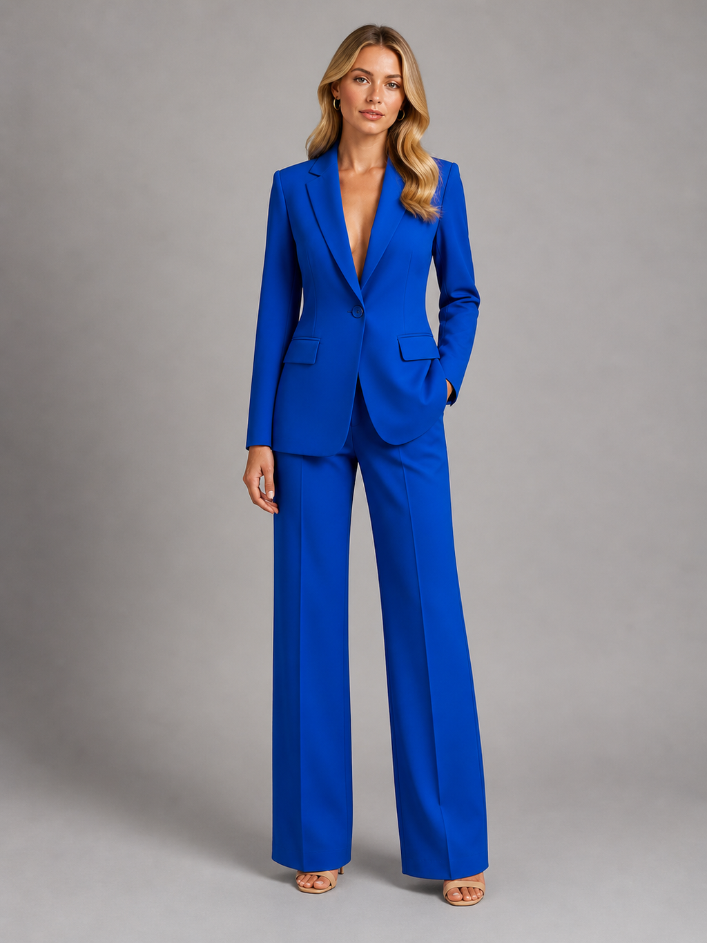 Elegantes Damenoutfit: Figurbetonter Blazer und lockere Hose - J&B - 3 - Atelier-Zofia