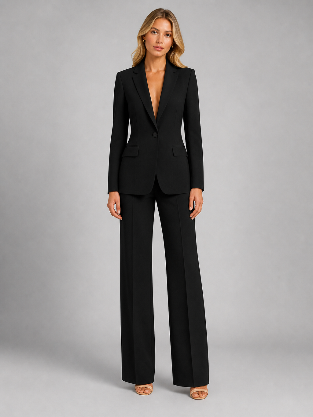 Elegantes Damenoutfit: Figurbetonter Blazer und lockere Hose - J&B - 2 - Atelier-Zofia