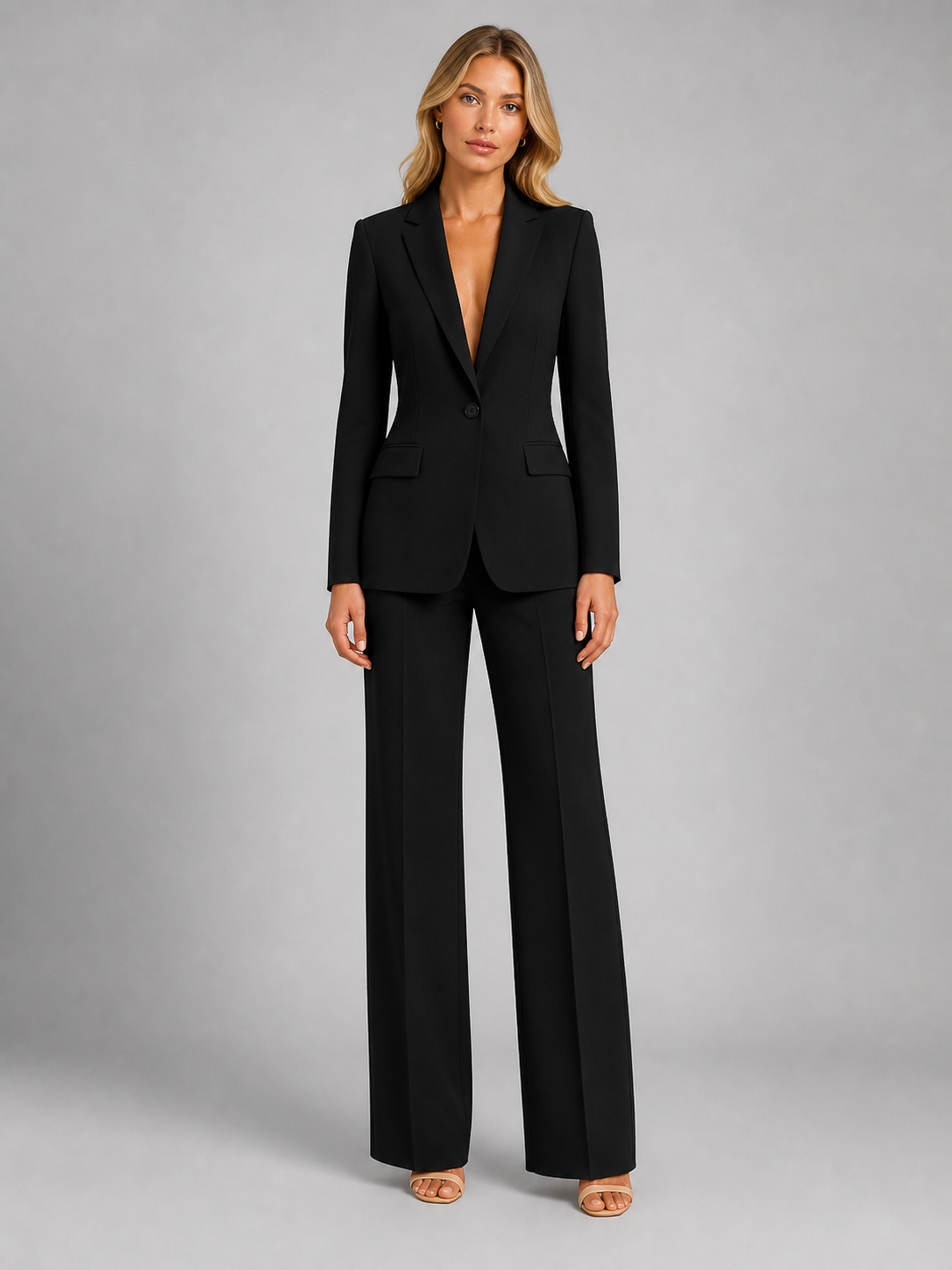 Elegantes Damenoutfit: Figurbetonter Blazer und lockere Hose - J&B - 2 - Atelier-Zofia