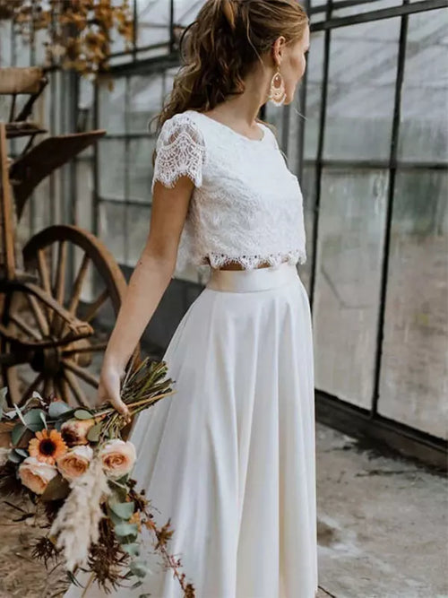 Alba – Zweiteiliges Brautkleid mit Spitzenoberteil und fließendem Rock