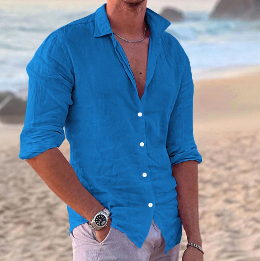 Fabian – Stylish linen long-sleeved shirt for Men - Image 3