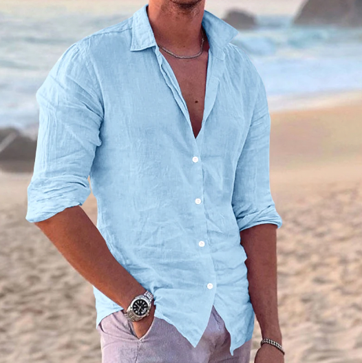 Fabian – Stylish linen long-sleeved shirt for Men - Image 6