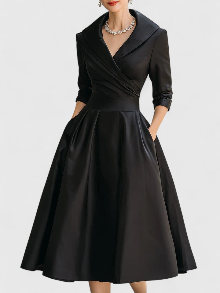 Ewelina – Elegantes Damen-Midikleid mit Wickeloberteil