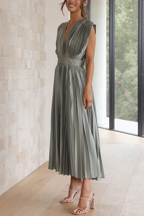 Mia – Women Satin Pleated Maxi Dress - Image 24