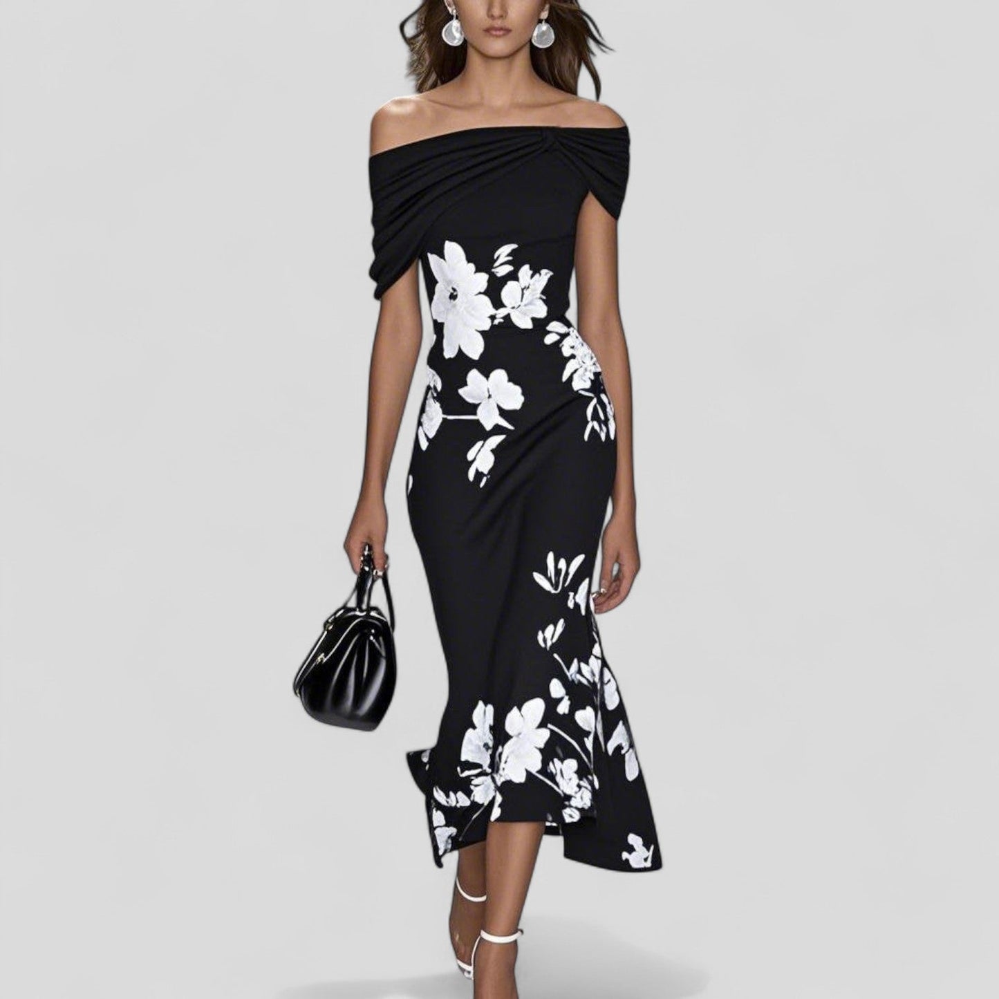 Vanessa – Elegant Off-Shoulder Floral Dress - Image 3