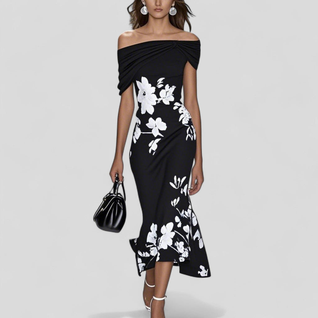 Kirsten – Women  Off-Shoulder Ruffle Hem Dress - Image 3