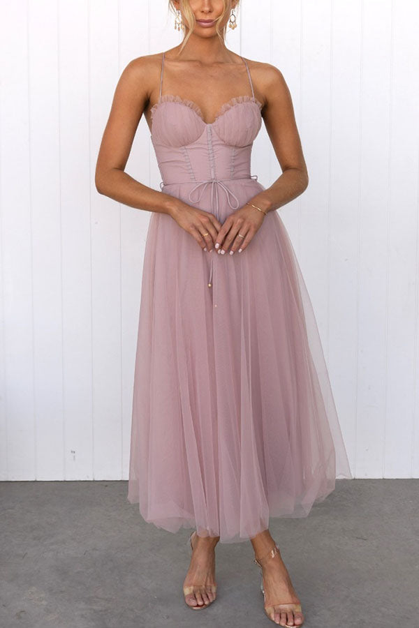 Sandra – Women Chiffon Suspenders Tulle Dress - Image 3