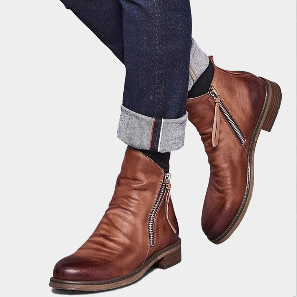 Elegante Herren Stiefeletten mit praktischem Reißverschluss - J&B - 5 - Atelier-Zofia
