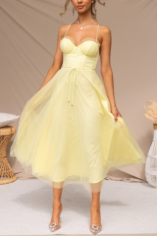 Sandra – Women Chiffon Suspenders Tulle Dress - Image 12