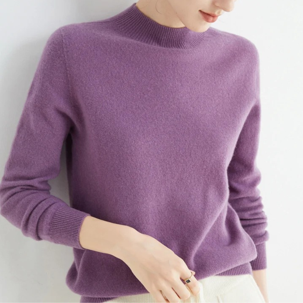 Damenpullover – Eleganter Strick mit hohem Kragen von J&B - 1 - Atelier-Zofia