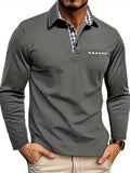 Herren-Poloshirt mit langen Ärmeln und modischem Karokragen - J&B - 1 - Atelier-Zofia