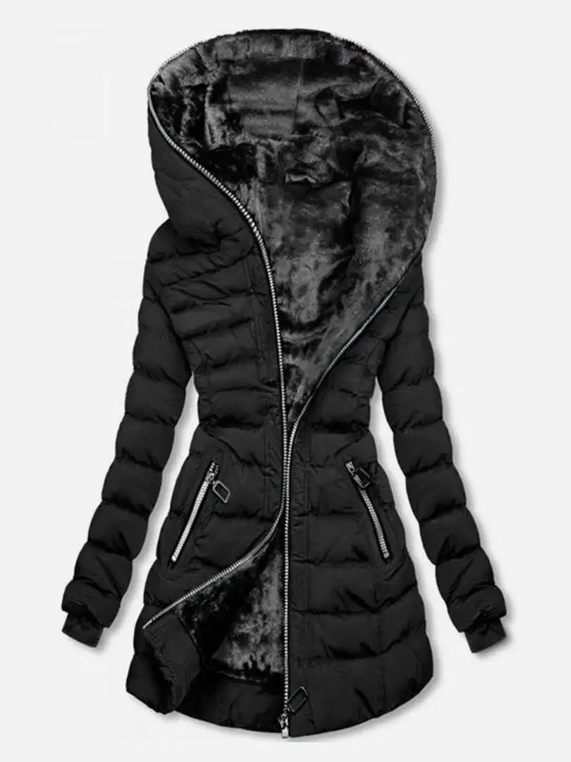 Damen Daunenjacke mit praktischer Kapuze und Reißverschluss - J&B - 1 - Atelier-Zofia