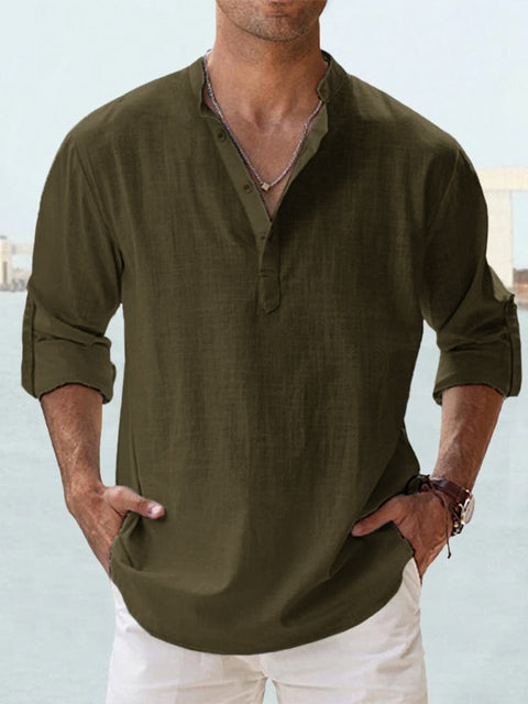 Lukas – Men's Relaxed Classic Long Sleeve Button Shirt - Image 11