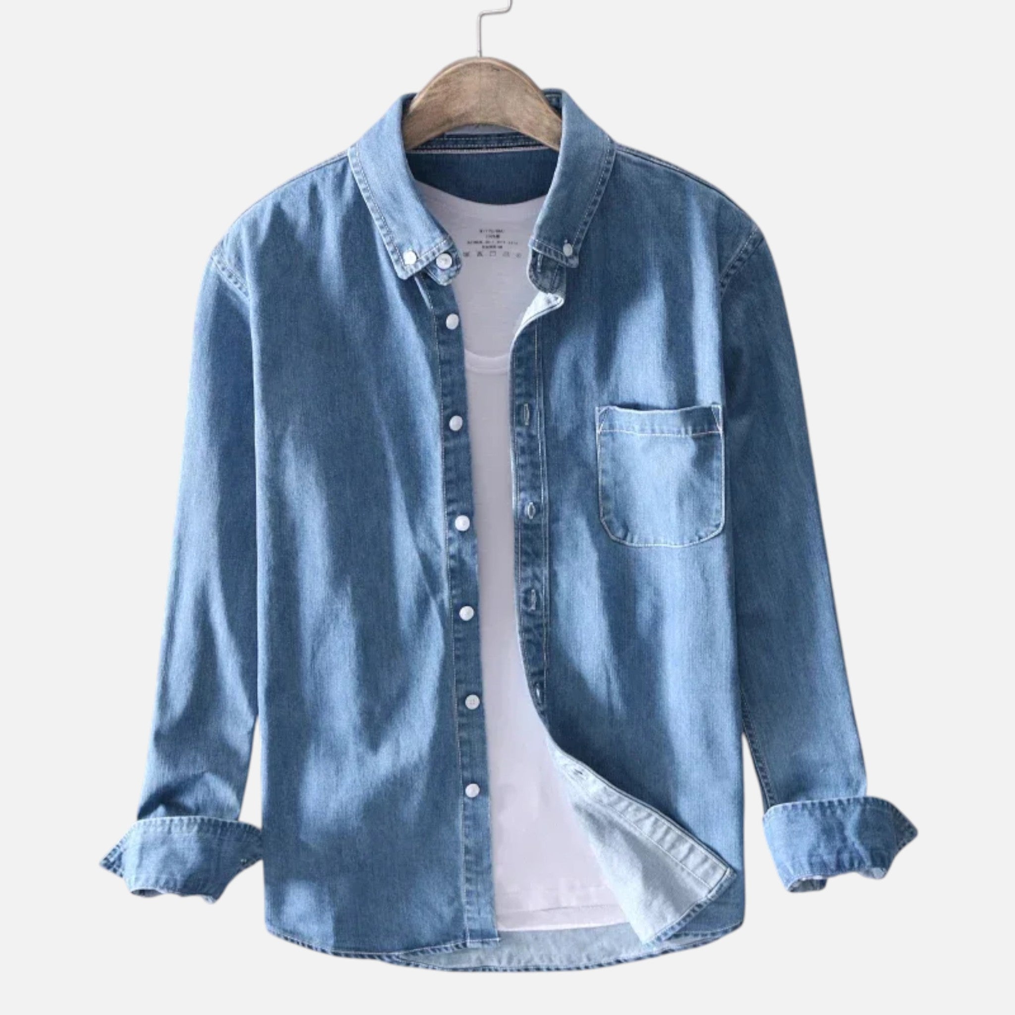 Markus – Casual Cotton Denim Long-Sleeve Shirt for Men - Image 2