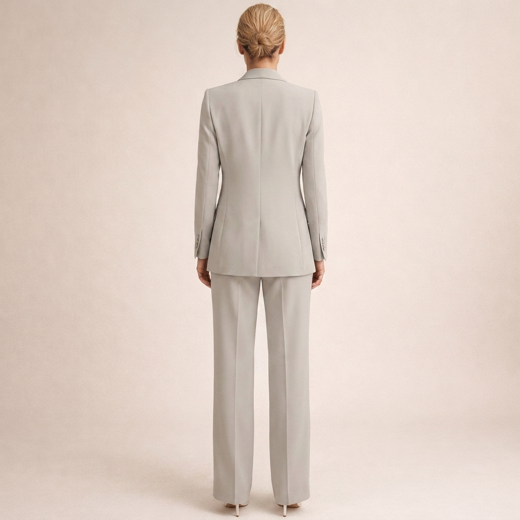 Two-Piece Set Women's Tailored Blazer and Wide-Leg Trousers - Image 9