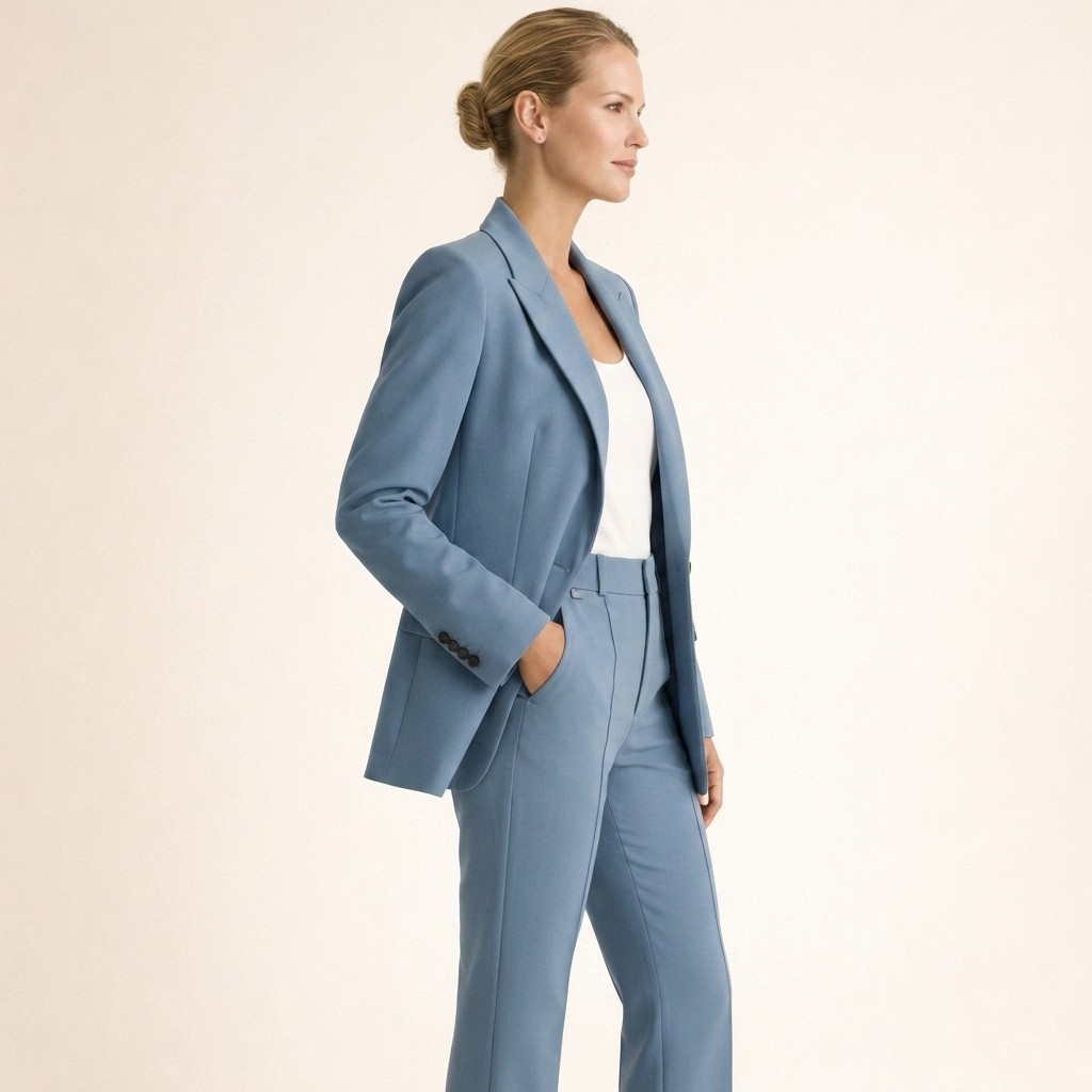 Two-Piece Set Women's Tailored Blazer and Wide-Leg Trousers - Image 11