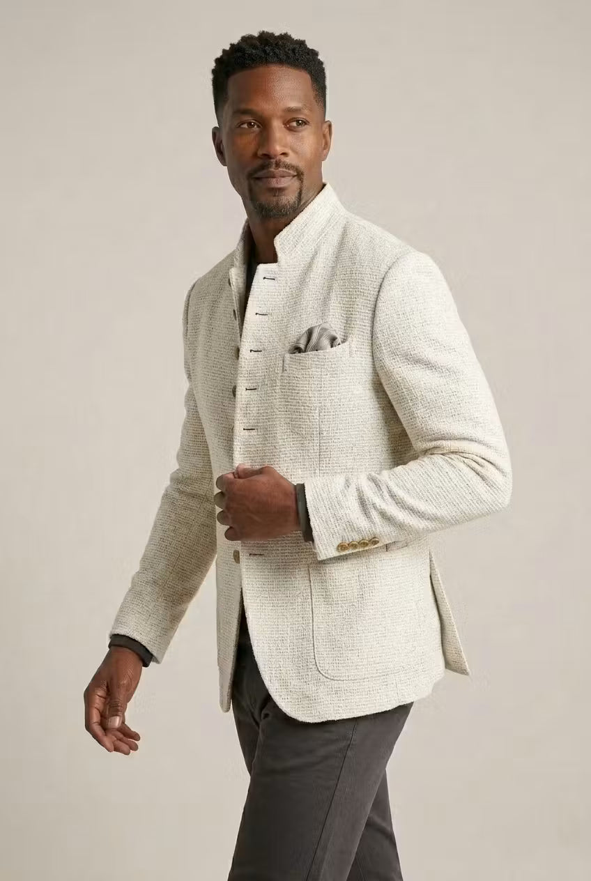 Stilvolle Herrenjacke mit Stehkragen und eleganten Knopfakzenten - J&B - 5 - Atelier-Zofia
