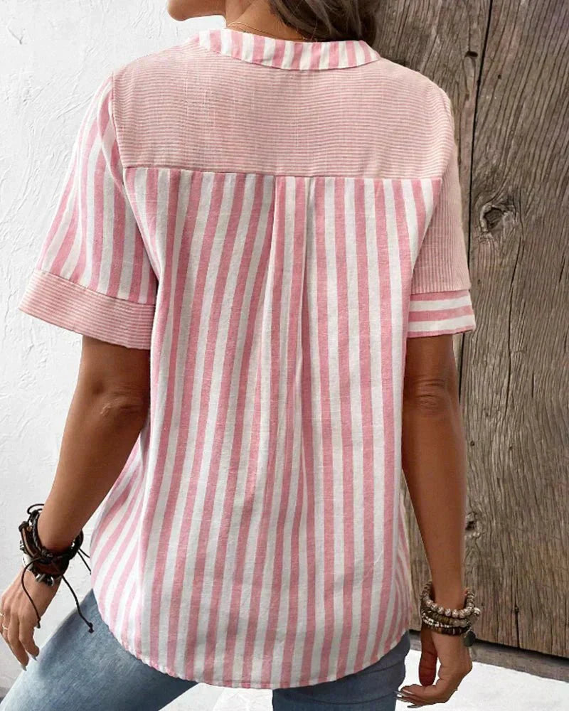 Verena – Women Striped Button-Up Blouse - Image 4