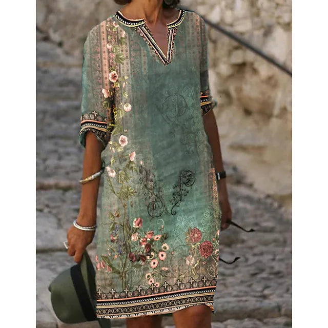 Sofia – Damen Kleid mit V-Ausschnitt und Muster