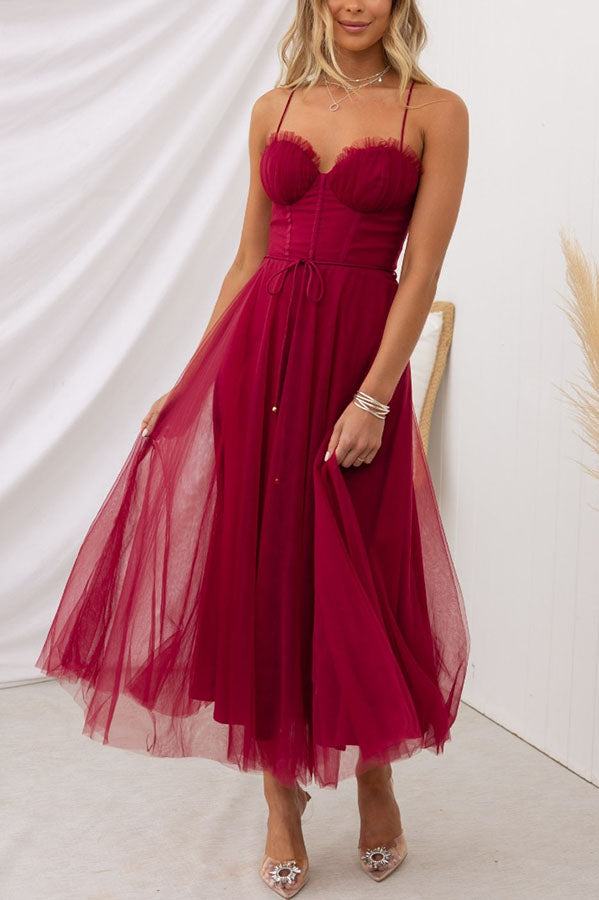 Sandra – Women Chiffon Suspenders Tulle Dress - Image 20