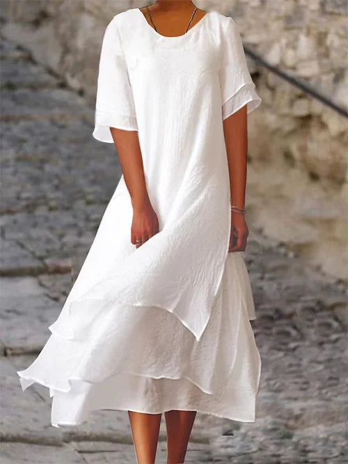 Sophie – Women's double-layer cotton-linen dress - Image 1