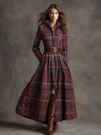 Helena – Kariertes Maxi-Hemdkleid