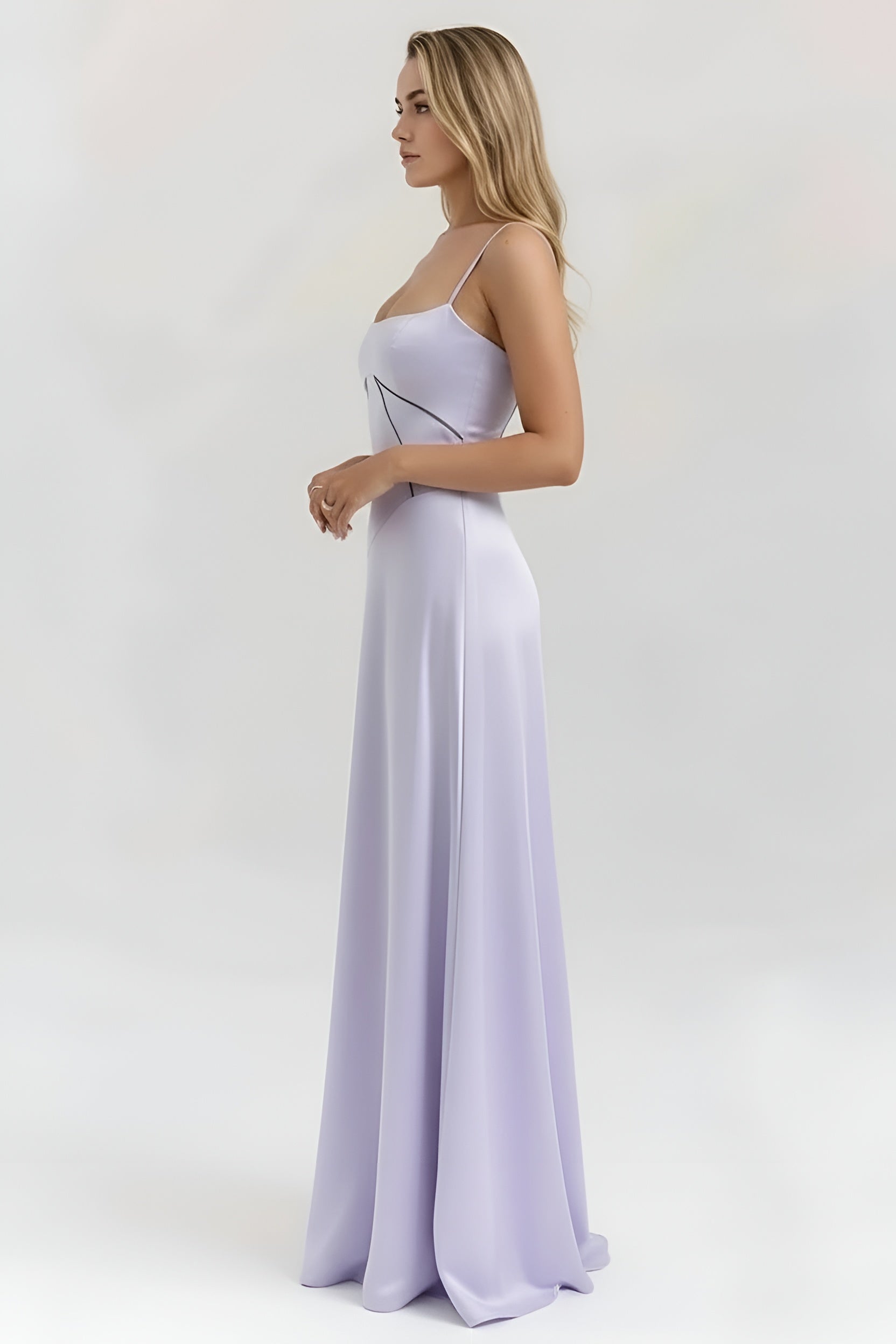 Lila – Elegant Fitted  Long Dress with Thin Straps for women - Image 2