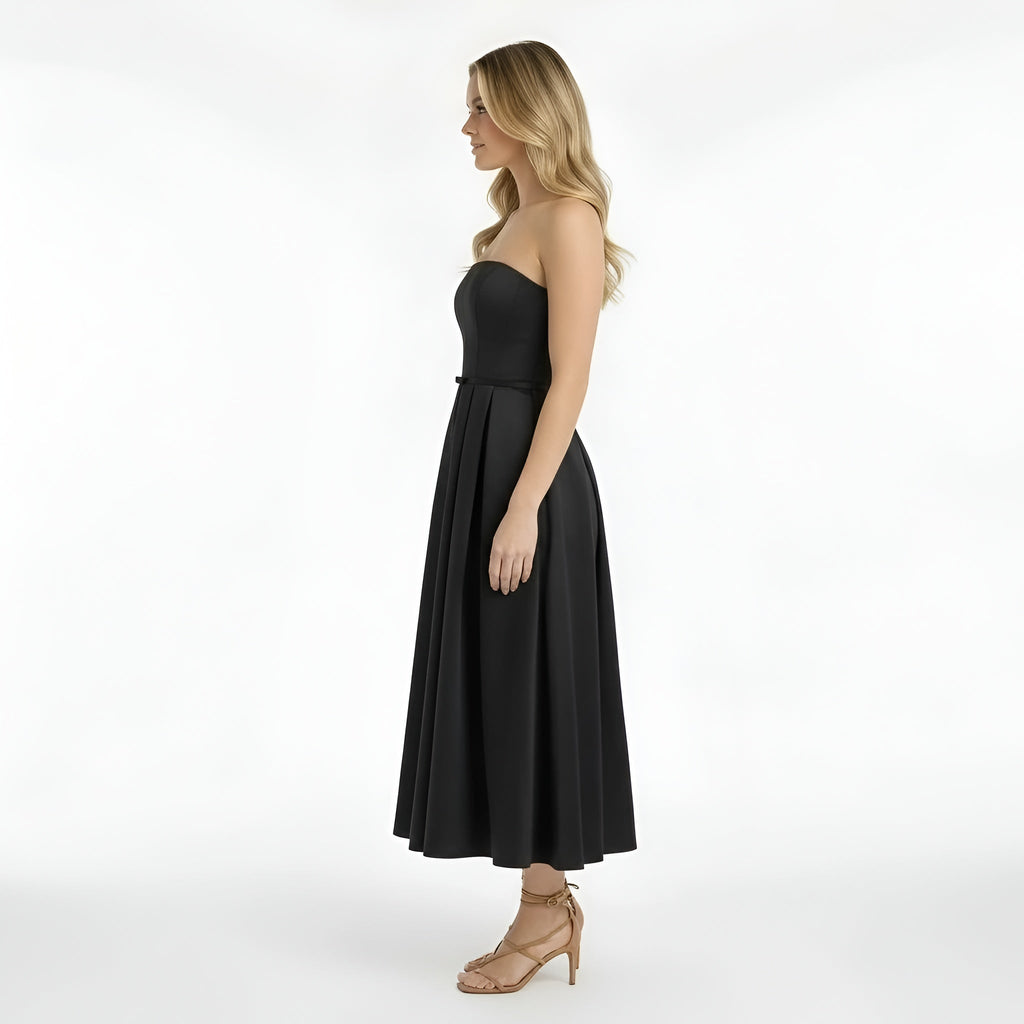 Gisela – Elegant strapless midi dress with full skirt for Women - Image 2