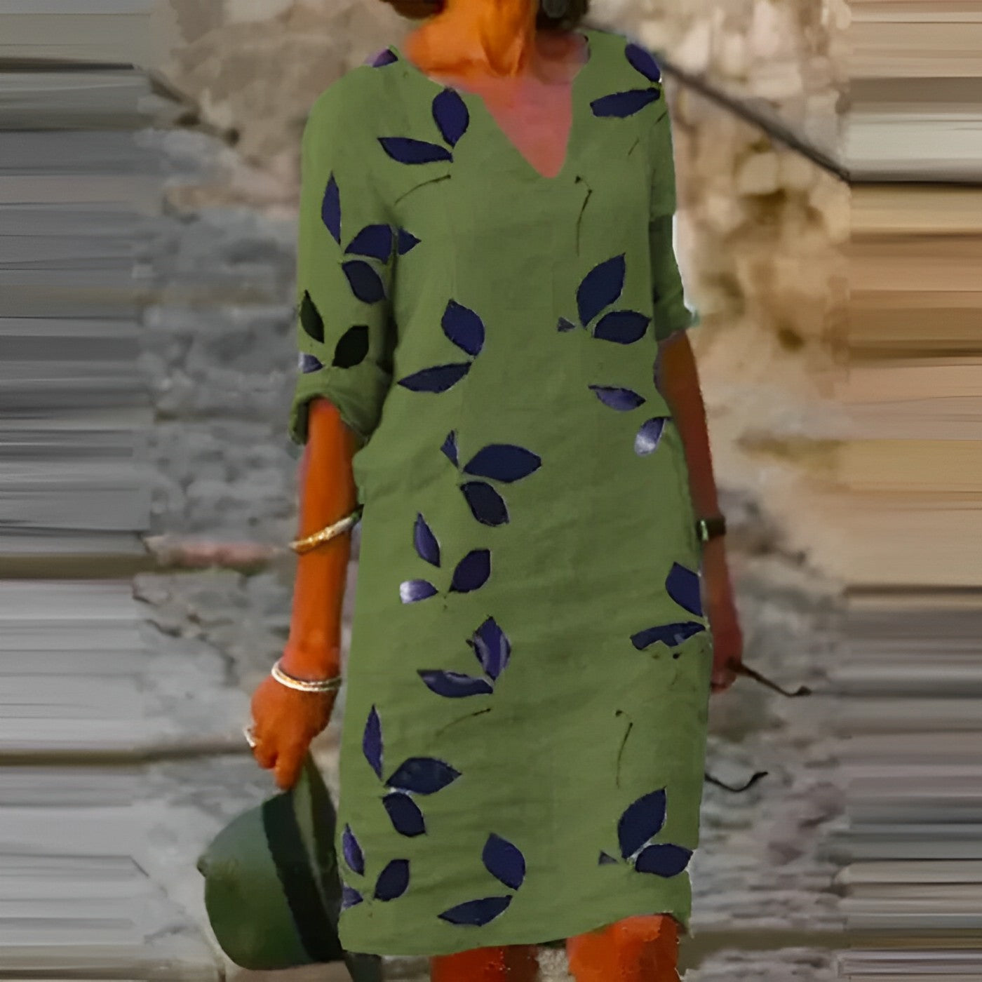 Eva – Leinen Sommerkleid mit V-Ausschnitt