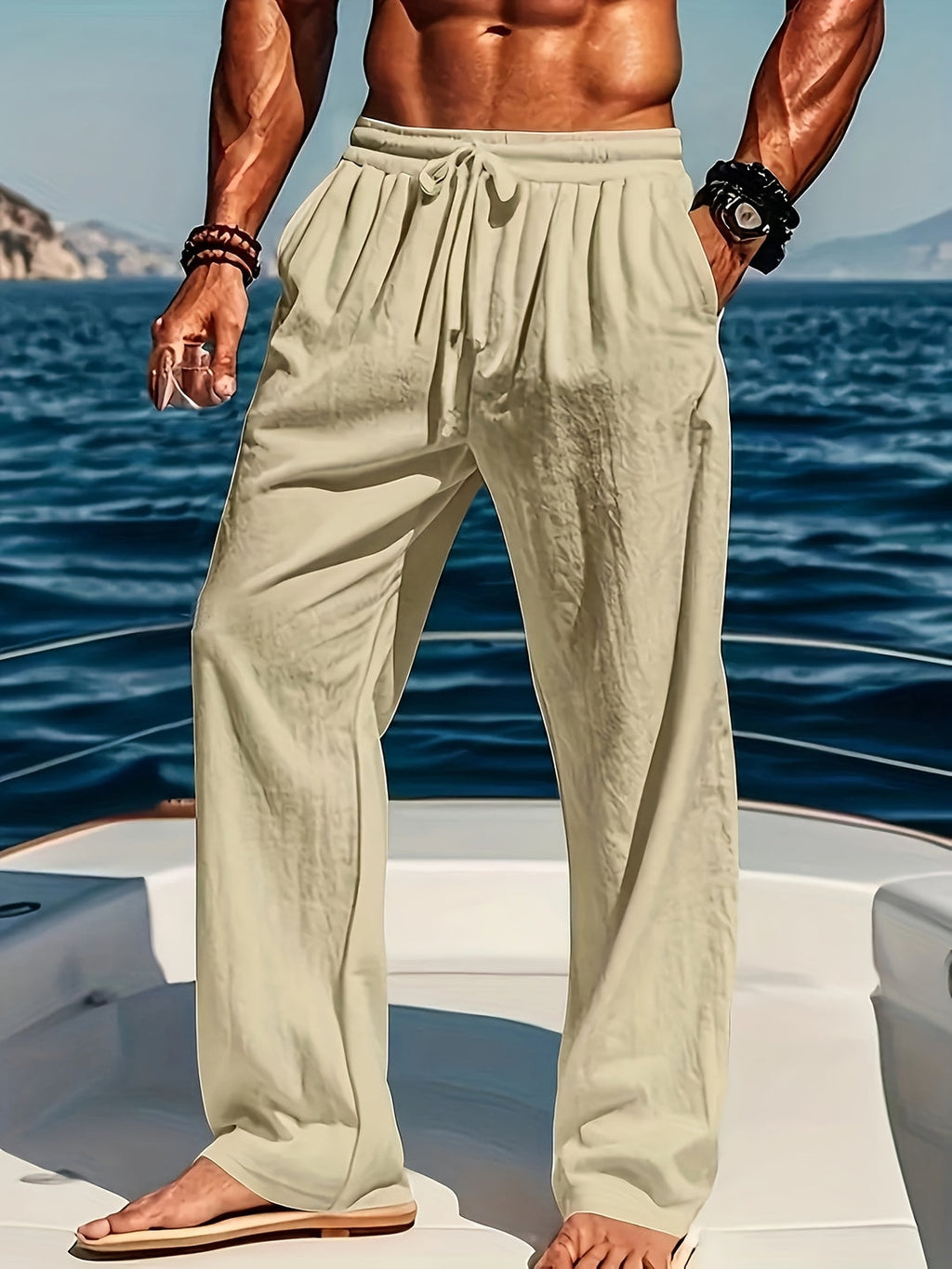 Nicole – Men's Yoga & Beach Pants Cotton-Linen for Men - Image 2