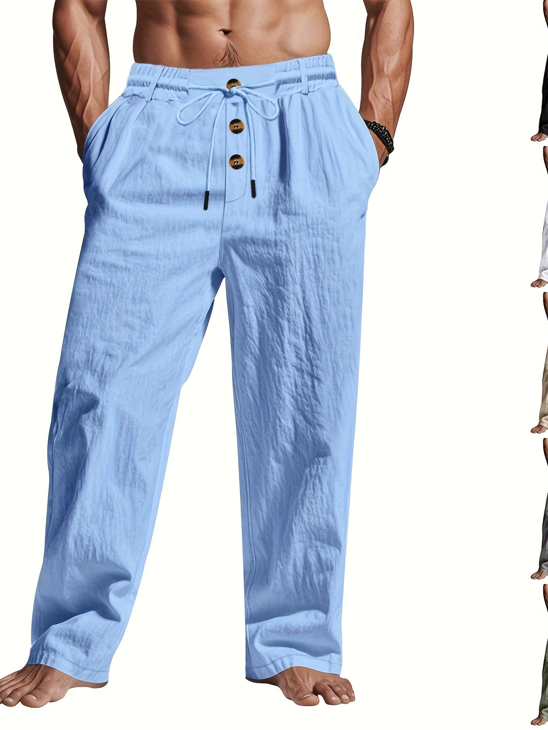 Liam – Casual Lightweight Linen Trousers - Image 3