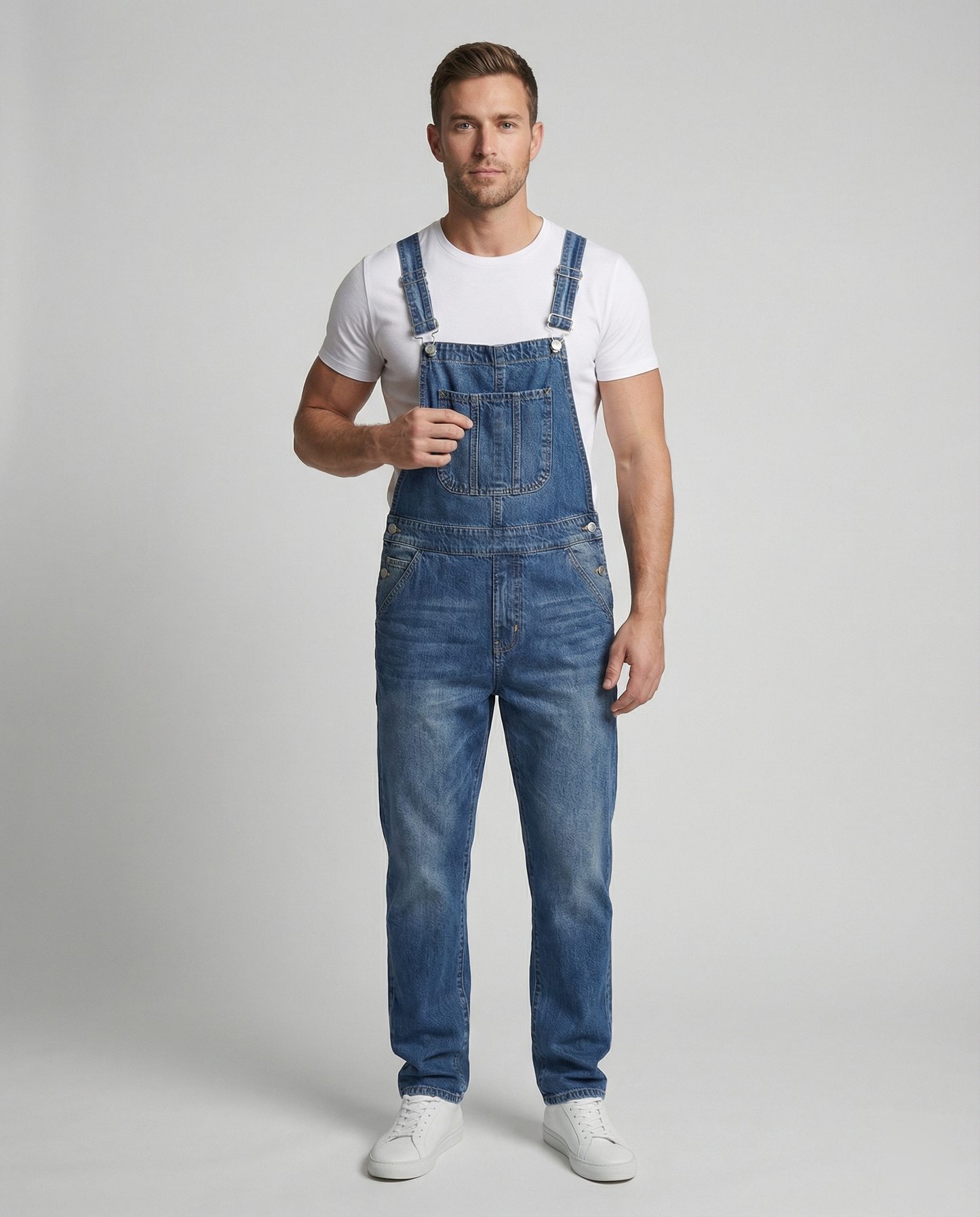 Jonas – Herren Robuste Denim-Latzhose mit Verstellbaren Trägern