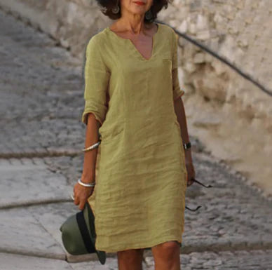 Nina – Women's dress with V-neck and 3/4 sleeves - Image 14