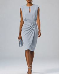 Laura – Elegantes Midi-Cocktailkleid mit Schlüssellochausschnitt für Damen