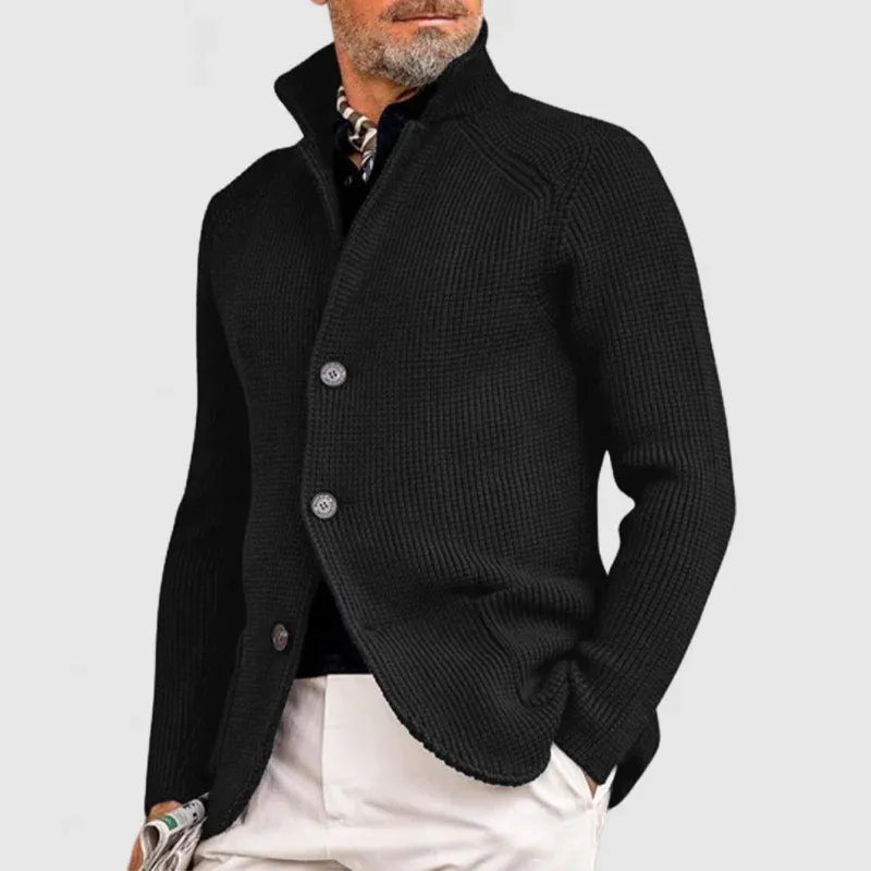 Moderne Strickjacke Herren mit hohem Kragen und Knopfdetails | A&Z - 2 - Atelier-Zofia
