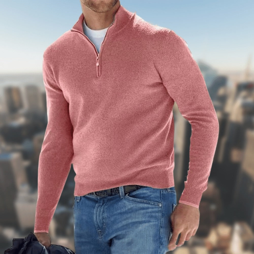 Pullover Herren mit Reißverschluss und strukturierter Optik | A&Z