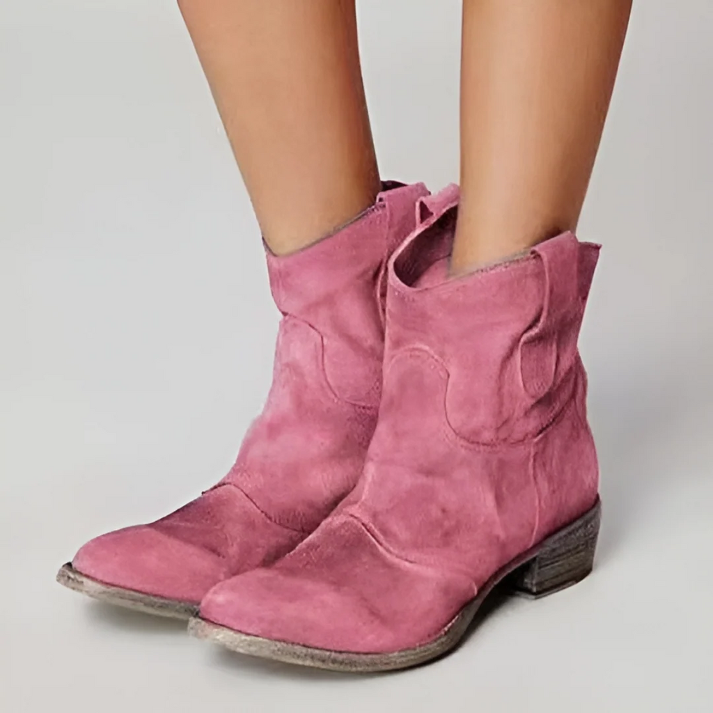 Damen Boots im Used-Look mit Blockabsatz und seitlichen Schlaufen | A&Z - 8 - Atelier-Zofia