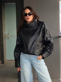 Stylische Damen Bikerjacke im Oversize-Design mit Stehkragen | A&Z - 1 - Atelier-Zofia