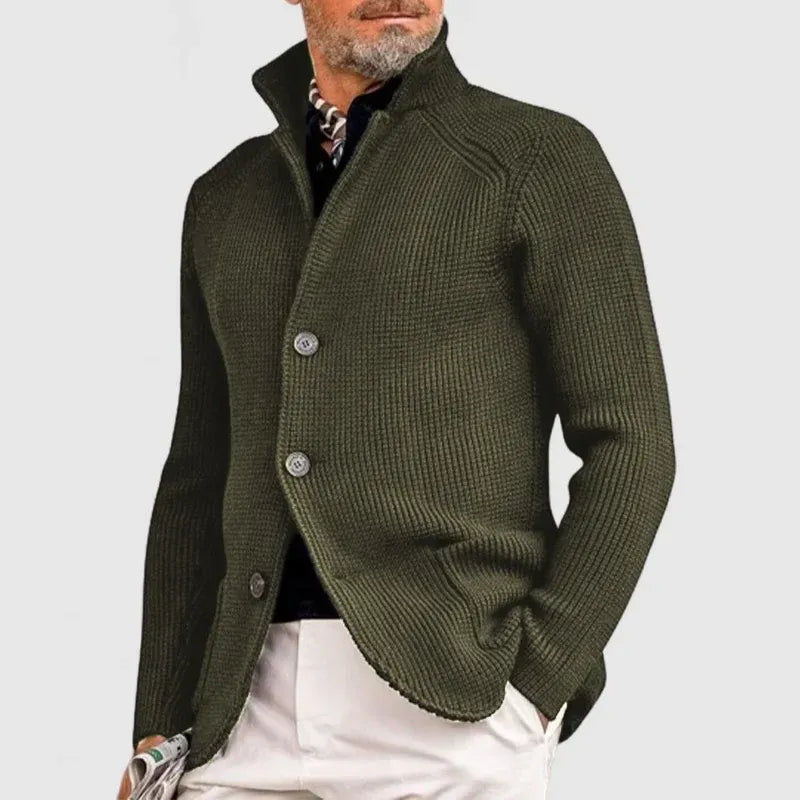 Moderne Strickjacke Herren mit hohem Kragen und Knopfdetails | A&Z - 6 - Atelier-Zofia