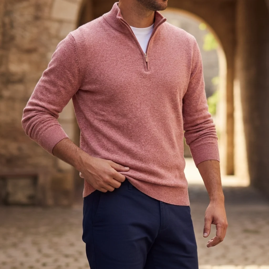 Pullover Herren mit Reißverschluss und strukturierter Optik | A&Z - 5 - Atelier-Zofia