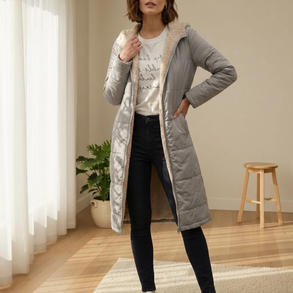 Damen Daunenjacke mit Kapuze und weichem Innenfutter | A&Z - 12 - Atelier-Zofia